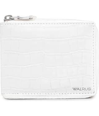 Walrus White Faux Leather Men's Zip Around Wallet ( Pack of 1 )