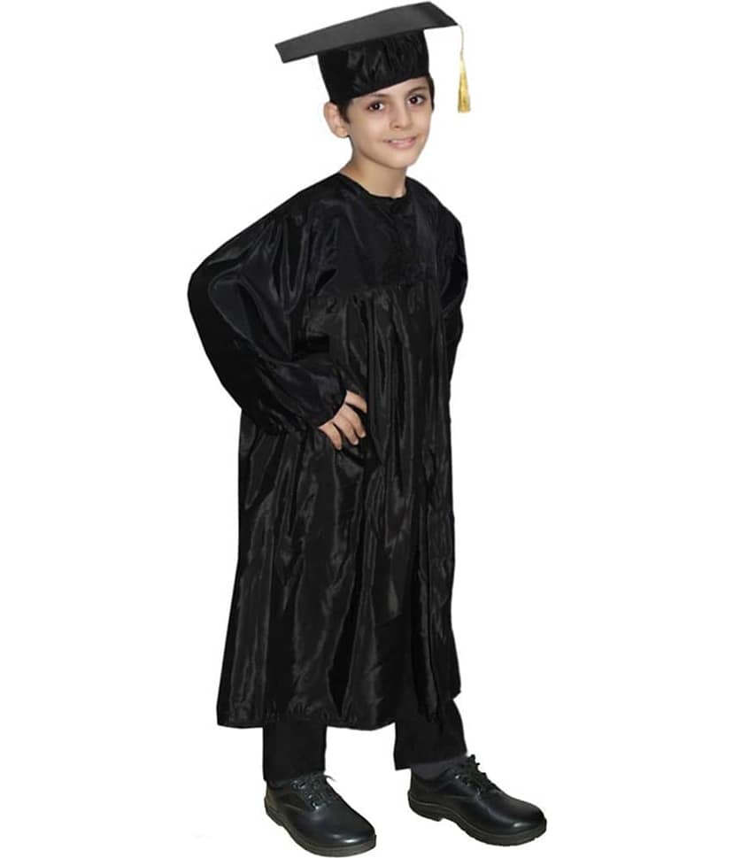 Kaku Fancy Dresses Graduation Gown with Scarf | Degree Gown Costume For Convocation, Black, 7-8 Years, For Boys & Girls view 2