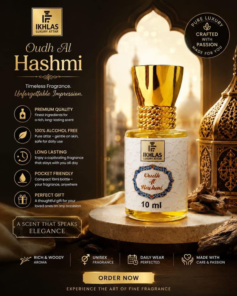 Elegantra Oudh Al Hashmi Luxury Pure Attar Roll On (10ml) | Long Lasting Concentrated Non-Alcoholic Perfume Oil | Premium Traditional Arabic Oudh Attar for Men & Women (Pack of 1) view 2