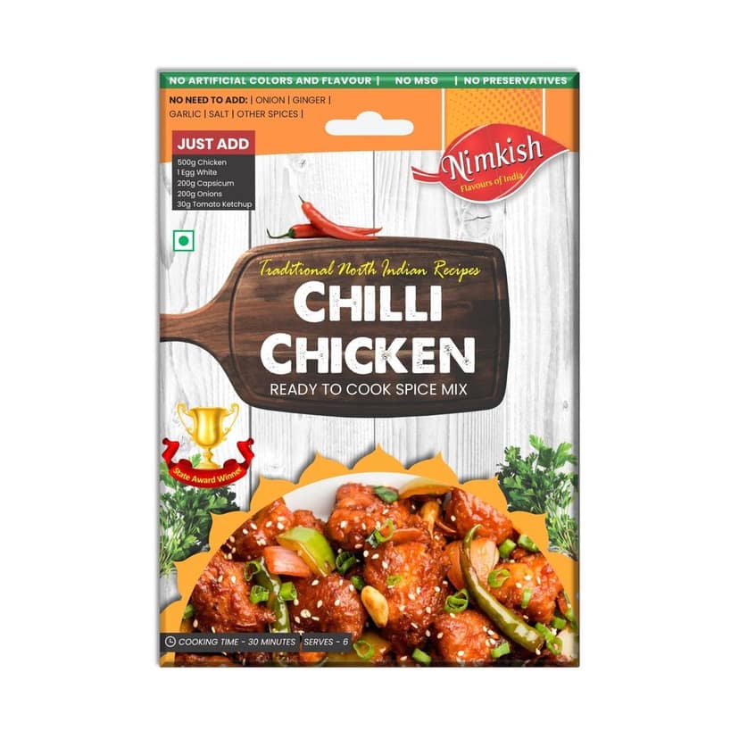 Nimkish Chilli Chicken Ready to Cook Spice Mix | 60g | Onion Ginger Garlic Already in Mix | Himalayan Recipe