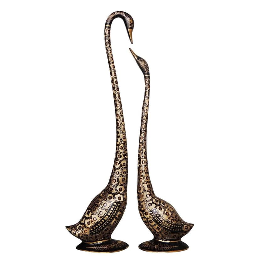 Copper Dotted Brass Duck Pair Decorative Showpiece Statue, Height : 30.8 Inch (ANMAS219 B) view 2