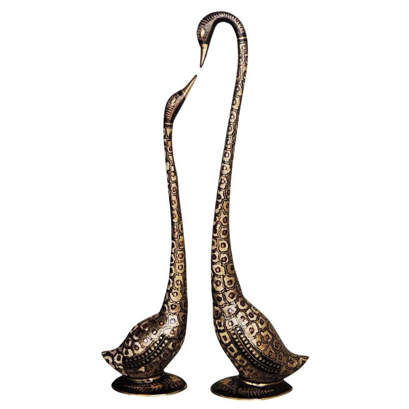 Copper Dotted Brass Duck Pair Decorative Showpiece Statue, Height : 30.8 Inch (ANMAS219 B) view 3