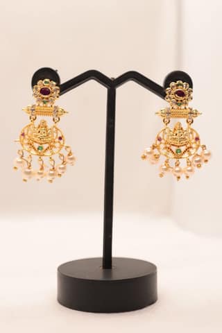 Gold Plated Traditional Indian Jhumka Earrings With Pearls For Women