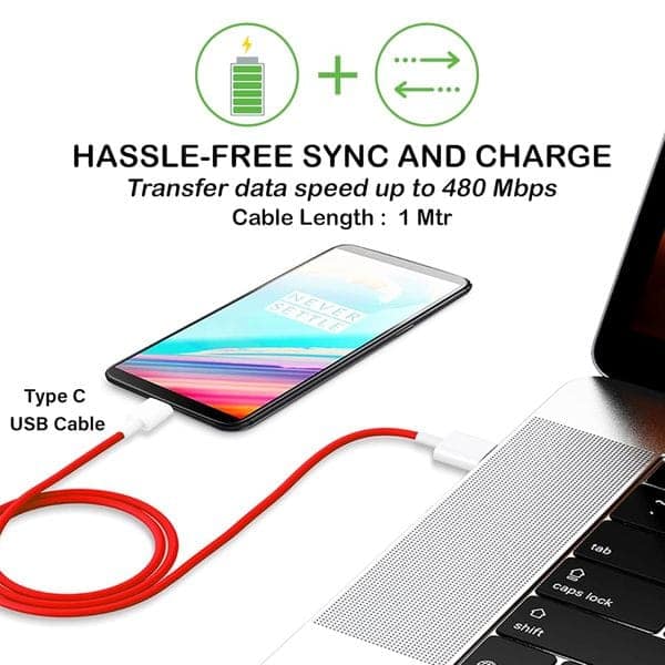 Oneplus Original 100W (10A) USB to Type C Data Sync Fast Charging Charger Cable for One Plus 12 5G,12r,11,11r,10r,10t,10,10 pro,9 Pro,8,8T,7t,7t Pro,6,5, Nord,4,Ce 2 Lite,Ce 3 lite,Nord Ce3,Ce4 (Red) view 4