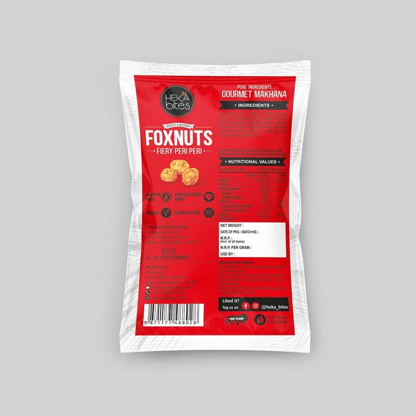 Heka Bites Roasted Fox Nuts Fiery Peri Peri 80g (Pack of 3) view 4