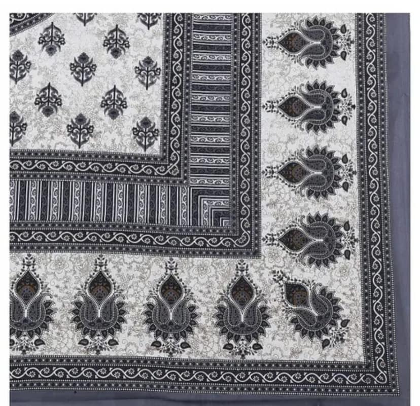 King Size Soft Cotton Bedsheet with 2 Pillow Covers,180TC. 90*100 inches | Black & White Floral Printed Double Bed Sheet | Elegant Cotton Bedding Set view 3