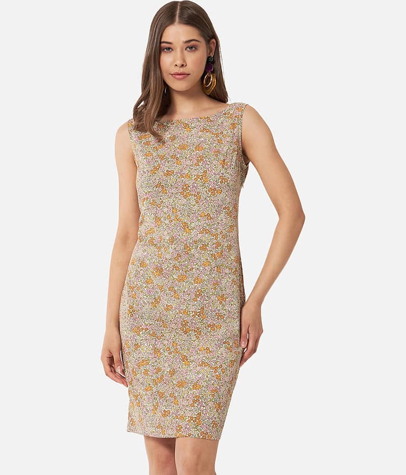 ALL WAYS YOU Women Crepe Printed Bodycon Dress ( Multi Color )