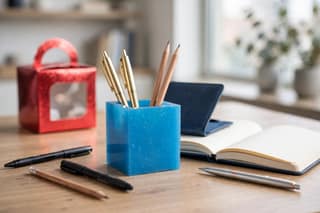 Square Shaped Pen and Pencil Holder for Desk Organization