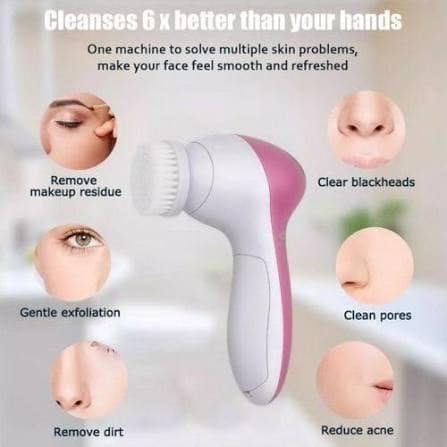 Electric Pink 5-in-1 Facial Cleansing Brush Set view 2
