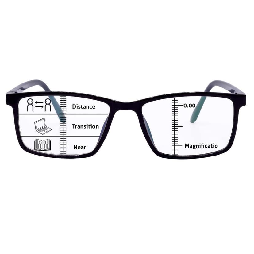 Hrinkar Progressive Reading Glasses for Men and Women with Blue Cut Reading Glass and Anti Glare Lens | Black & Grey | HRPRO11-BK-GRY view 3