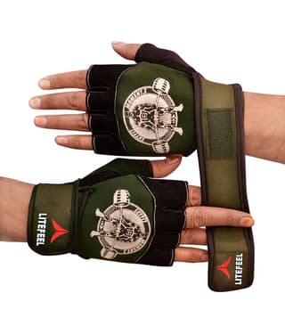 LITE FEEL Bodybuilder Print Unisex Polyester Gym Gloves For Professional Fitness Training and Workout With Half-Finger Length