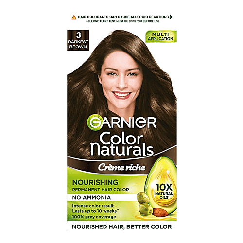 Garnier Color Naturals Crème Hair Colour, 70 ml + 60 g Shade 3, Darkest Brown