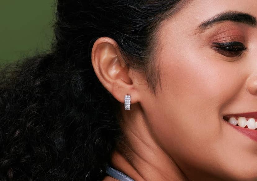 Two Line Boxed Hoop Earrings view 4