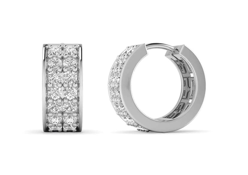 Two Line Boxed Hoop Earrings view 9