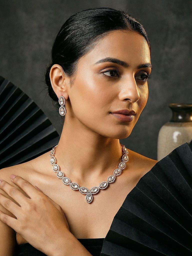 Gold Antique Kundan Jadau Uncut Polki Luxurious Statement Jewellery Set view 2