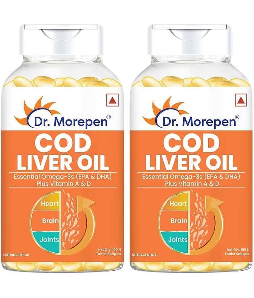 Dr. Morepen COD Liver Oil Capsules Omega 3, Natural EPA & DHA 100 Nos (Pack of 2)