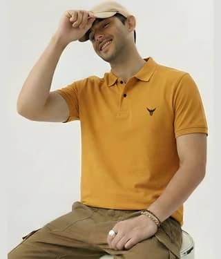 AOOSH Men Cotton Blend Regular Fit Self Design Polo T Shirt ( Green )