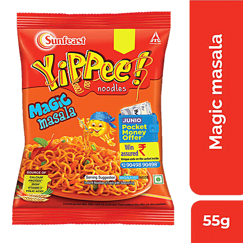 Sunfeast YiPPee! Magic Masala Instant Noodles, 55 g Pouch