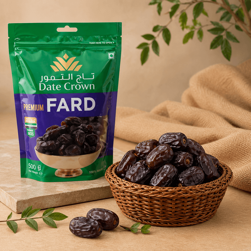 Date Crown Premium Fard Dates (500g) | Rich Caramel Flavor & Soft Texture | Healthy Snack