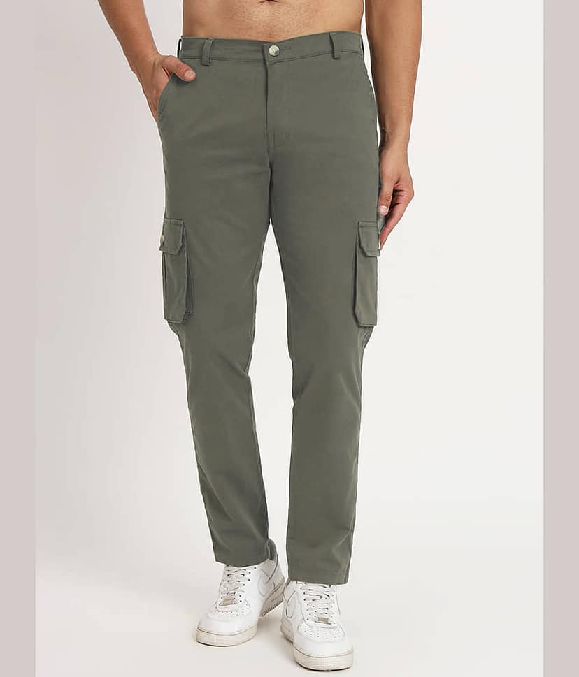 RAGZO Regular Flat Men's Cargos - Olive Green ( Pack of 1 )