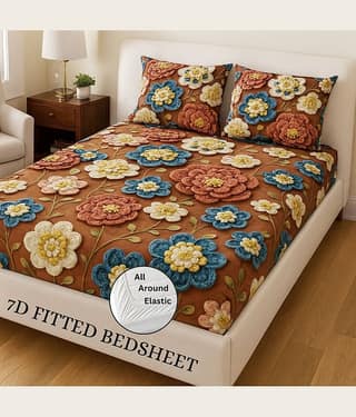 SWIZIER Cotton 1 King Fitted Bedsheet with 2 Pillow Covers ( 198 cm x 182 cm ) , Beige