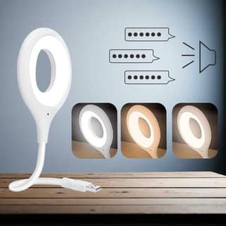 Intelligent Voice Control USB Lamp with 3 Color LED Light | Brightness Control Study Lamp(30 cm, White)