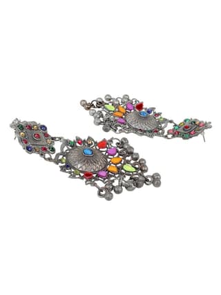 Cardinal Oxidized Silver Color Multicolor Earrings