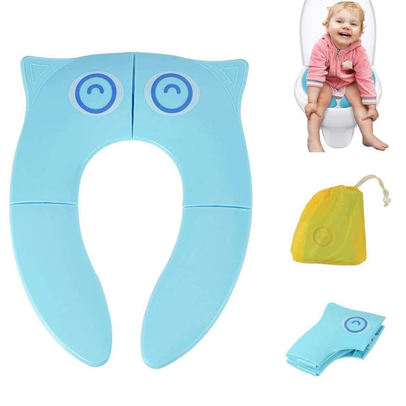 Zollyss Toilet Potty Training Seat Cover, Travel Toilet Seat, Folding Non Slip Silicone Pads, Travel Portable Reusable Kids Toddlers Boys Girls, Carry Bag