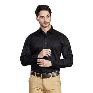 DUKUL Men'ss Regular Fit Solid Formal Shirt| Premium Giza Cotton Satin | Regular Collar | Full Sleave