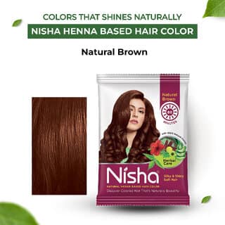 Nisha Henna Based Hair Colour for Women & Men Natural Brown, 25g Each (Pack of 10) | 100% Pure Henna-Based Powder view 2