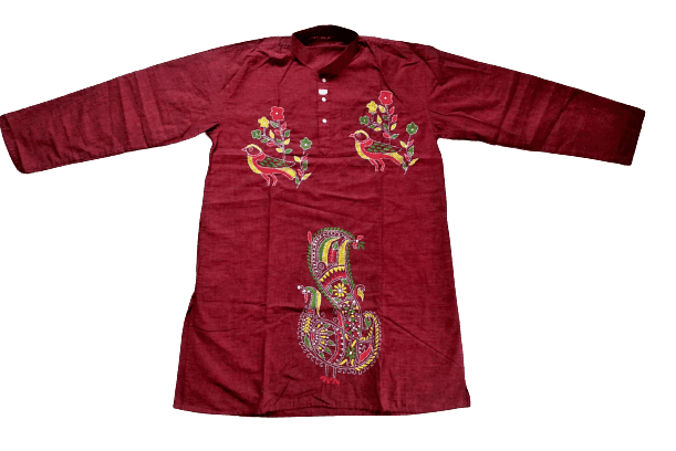 Classic Designed Kantha Stitched Pure Cotton Kurta for Men view 2
