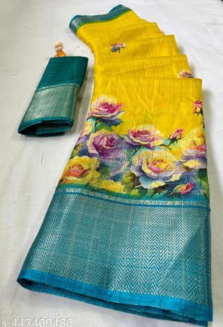 Floral Printed Dola Silk Saree