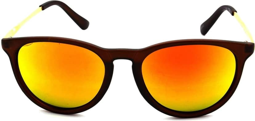 HRINKAR Unisex Round Sunglasses Golden & Grey Frame, Golden & Blue Lens (Medium) - Pack of 2 view 2