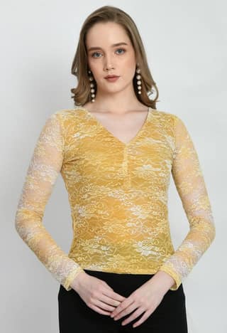 Women Trendy Luminous Lace Sheath Party Top