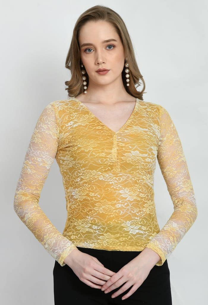 Women Trendy Luminous Lace Sheath Party Top
