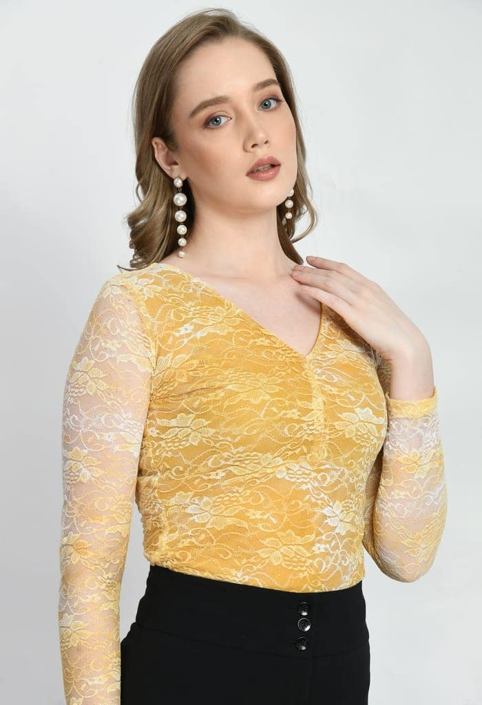 Women Trendy Luminous Lace Sheath Party Top view 4