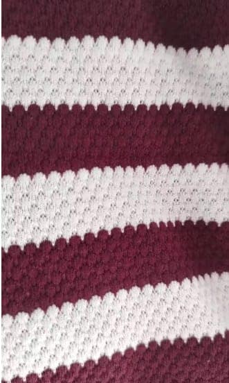 Handmade Striped Crochet Blanket - Burgundy & White view 2