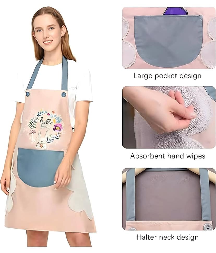 SARVASHVA TRENDS PVC Printed Kitchen Apron with 1 Center Pocket ( Pack of 2 ) view 2
