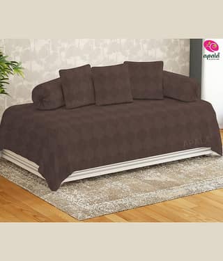 Apala Microfibre Solid Diwan Set 6 Pcs - Brown