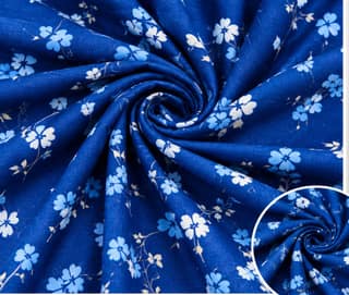 Blue Floral Printed Fabric for Women Dress & Garments