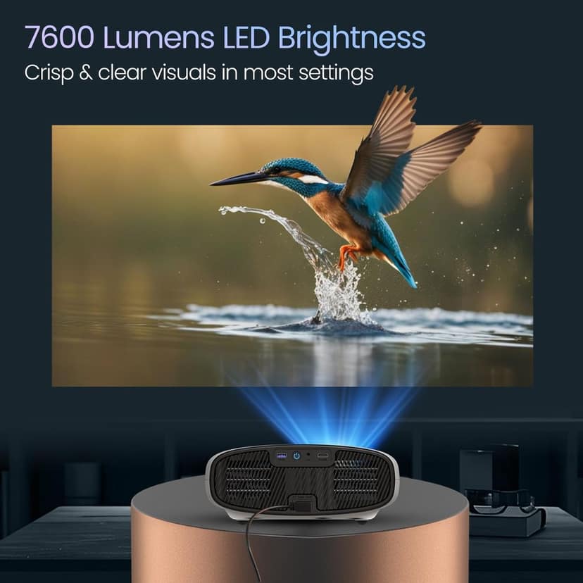 Portronics Beem 530 Smart LED Projector,1080p Full HD,7600 Lumens,Bluetooth & Wi-Fi, Auto Keystone,15W Speaker,Android Based Interface, Wireless Screen Mirroring(White) view 3
