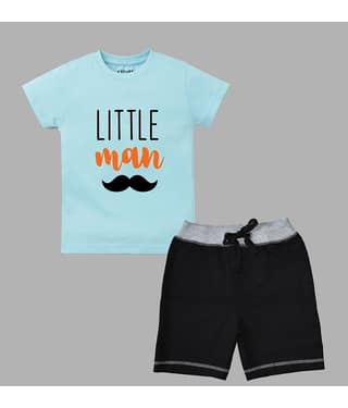 ETCHED DESIGN Pack of 1 Boys Cotton T-Shirt & Shorts Set ( Multicolor )