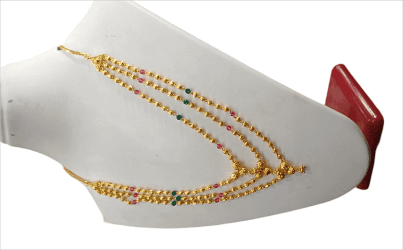 Gold Plated Traditional Indian Marathi Laxmi Haar Necklace Set view 3