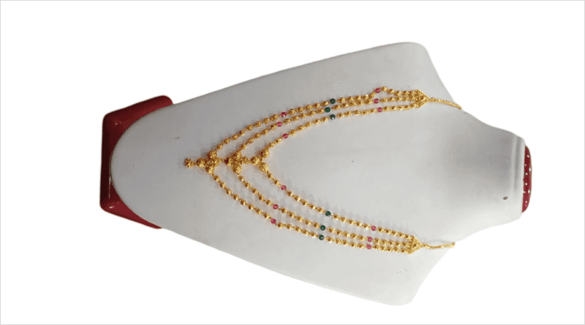 Gold Plated Traditional Indian Marathi Laxmi Haar Necklace Set view 4