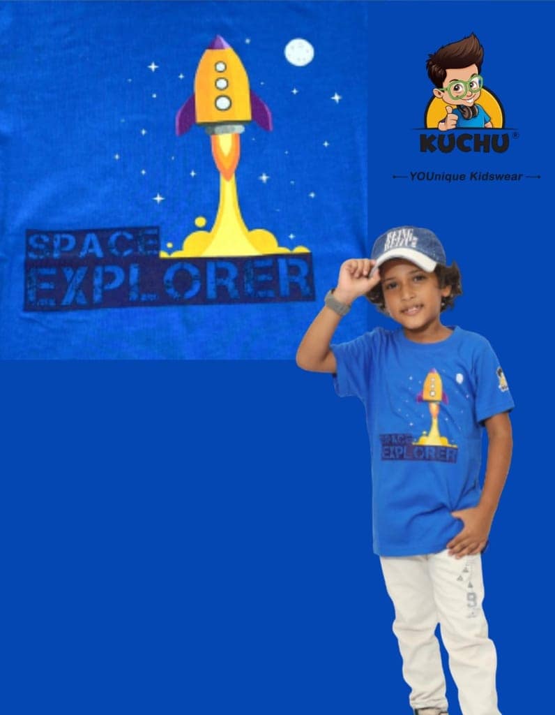KUCHU Printed Kids T-Shirt | Space Explorer Theme | 10–11 Years | Breathable Cotton | Casual Wear | Graphic Tee | Comfortable Everyday Wear view 4