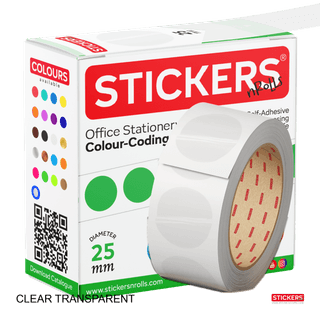 25mm - Round - Clear Transparent - Multipurpose Stickers - Permanent Adhesive