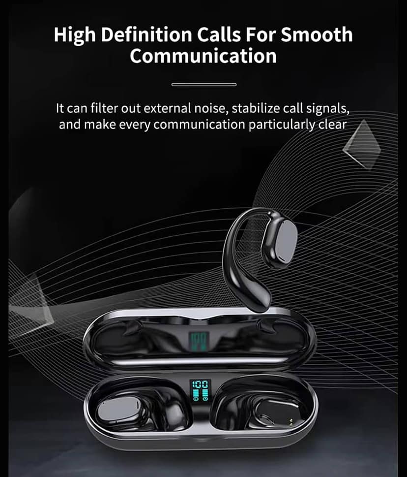 VEhop JS270 OWS OPEN EAR Bluetooth True Wireless (TWS) On Ear 30 Hours Playback Comfirtable in ear fit IPX4(Splash & Sweat Proof) Black view 2
