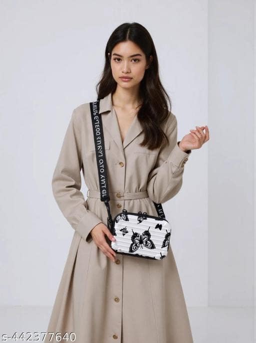 Forever young sling bag for women and girls crossbody mini suitcase box with detachable shoulder strap and convertible into cosmetic view 3