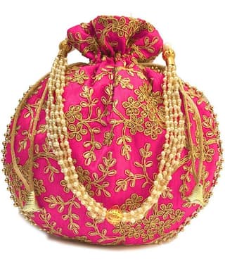 Bulbul Pink Silk Potli