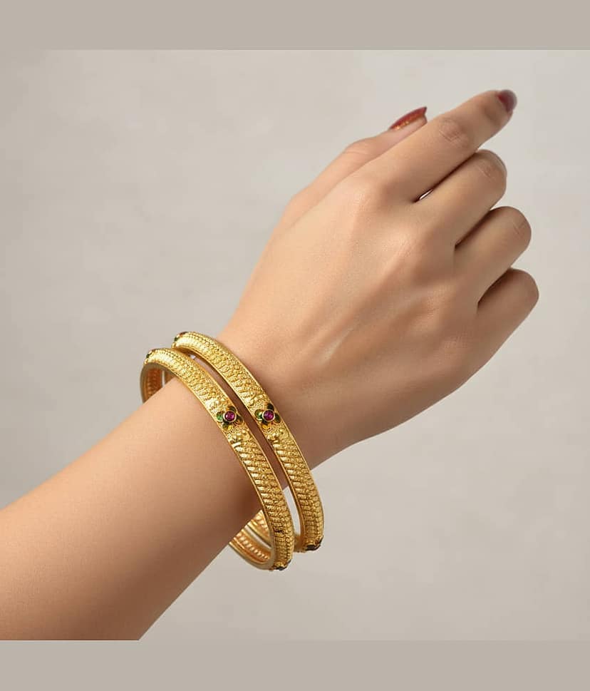 VIVASTRI Gold Bangle Set ( Pack of 4 ) view 2